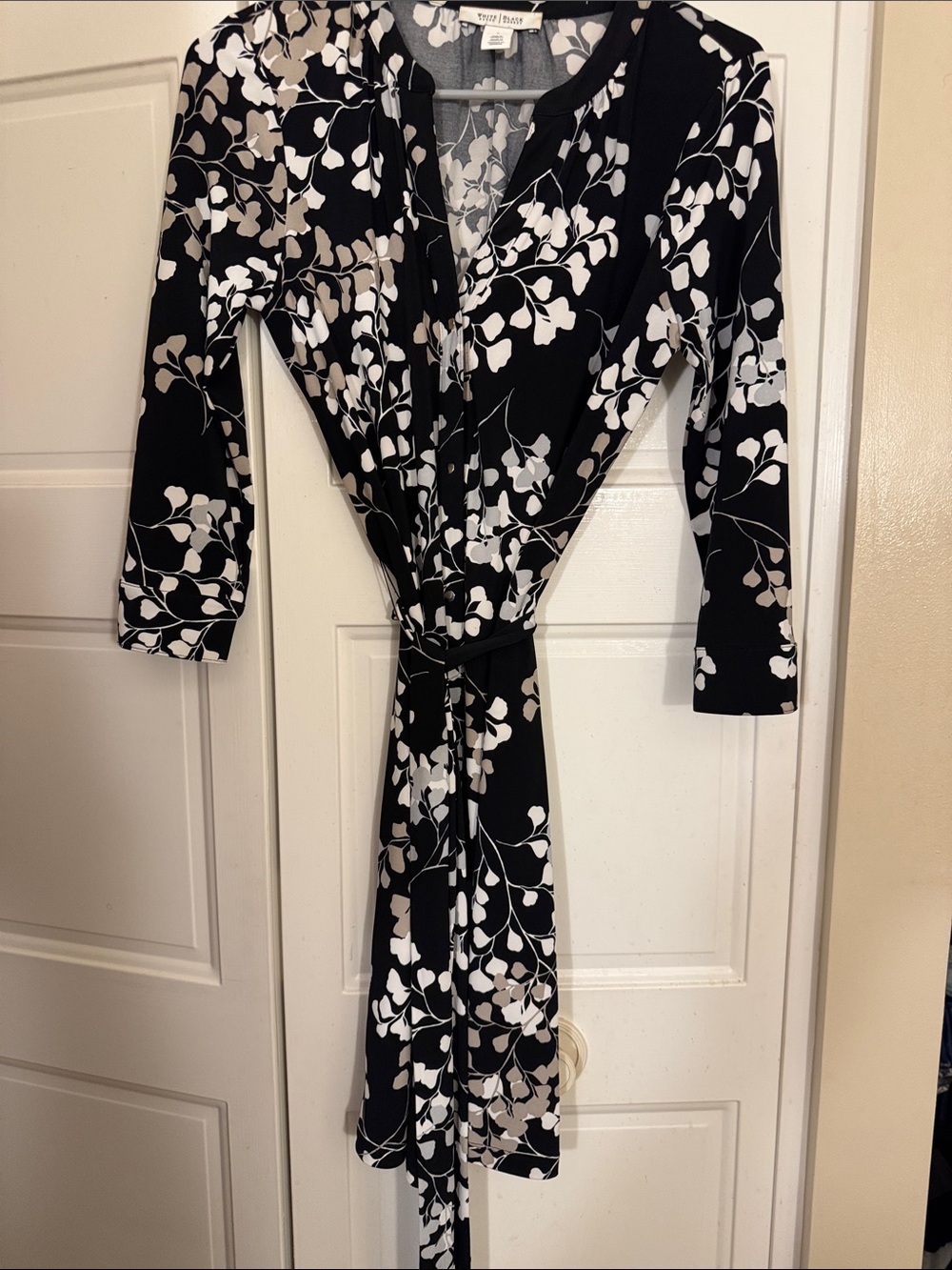 INC Belted Black and White Dress